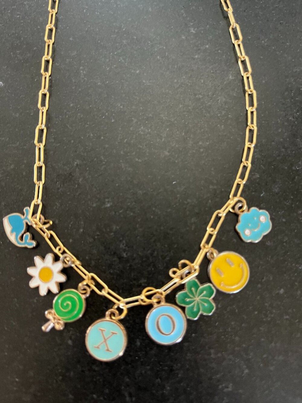 Whimsical 7 Charm Necklace - 9-11 inches long with extender